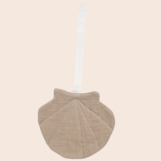 Seashell Linen Sucette Clip- Brown